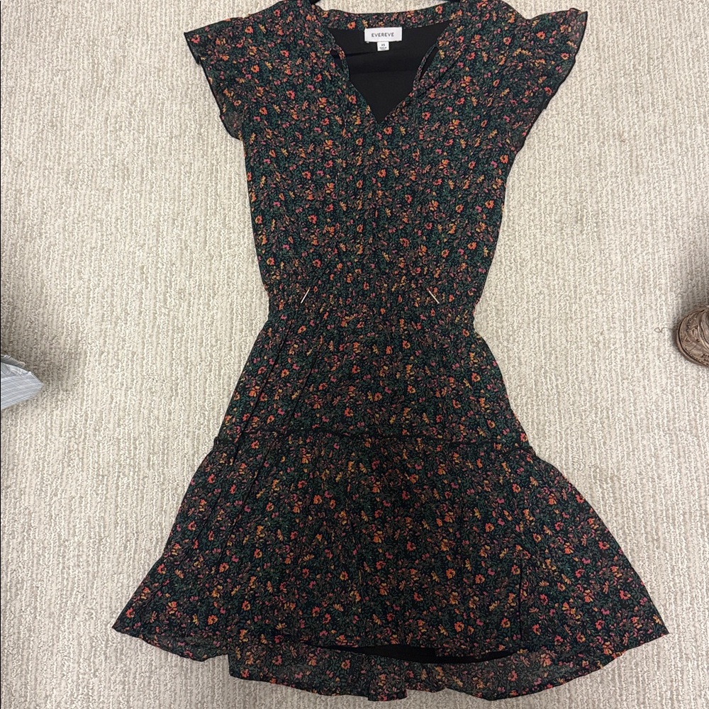 Evereve Black Floral Midi Dress